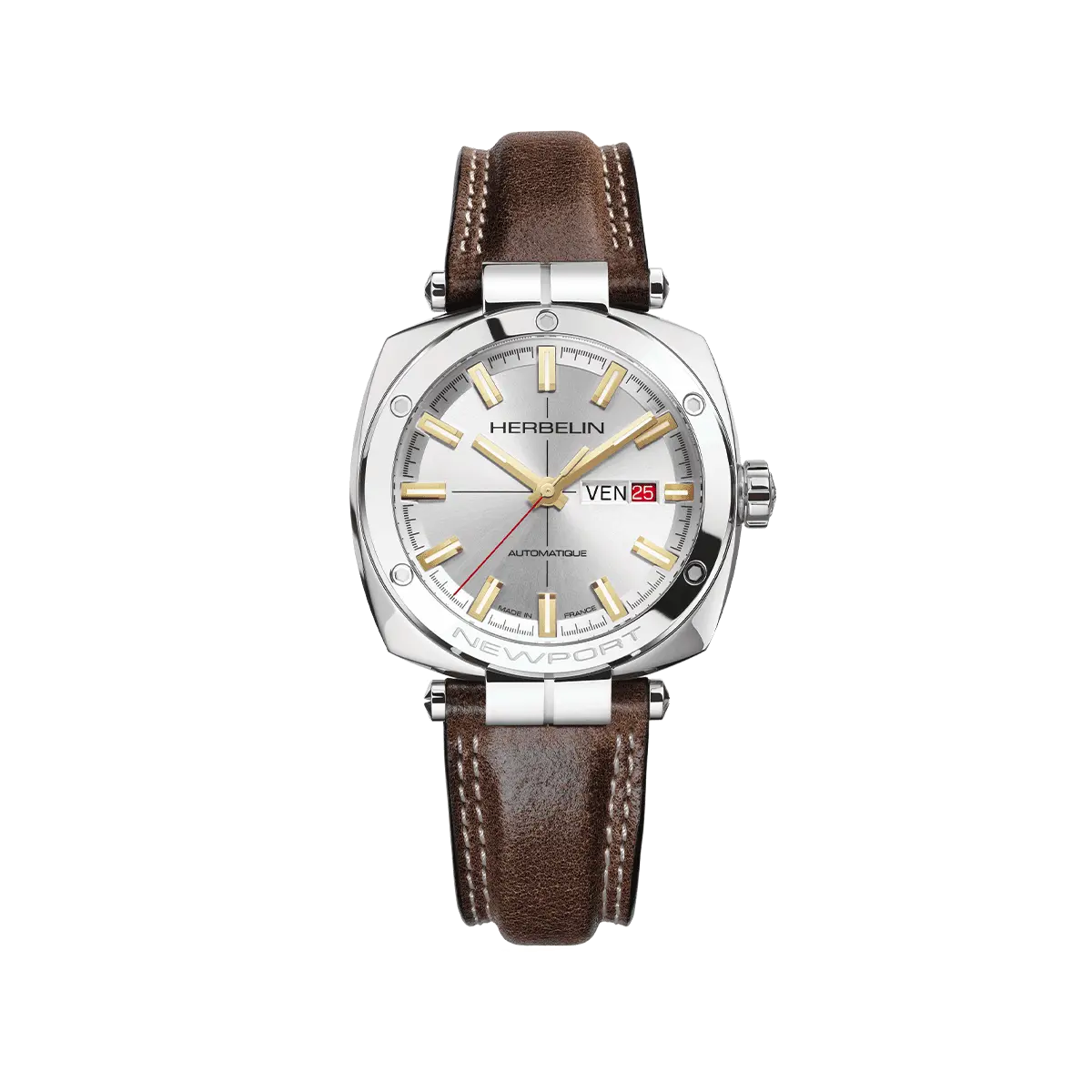 NEWPORT – HÉRITAGE AUTOMATIQUE – ACIER & CUIR BRUN – Image 2