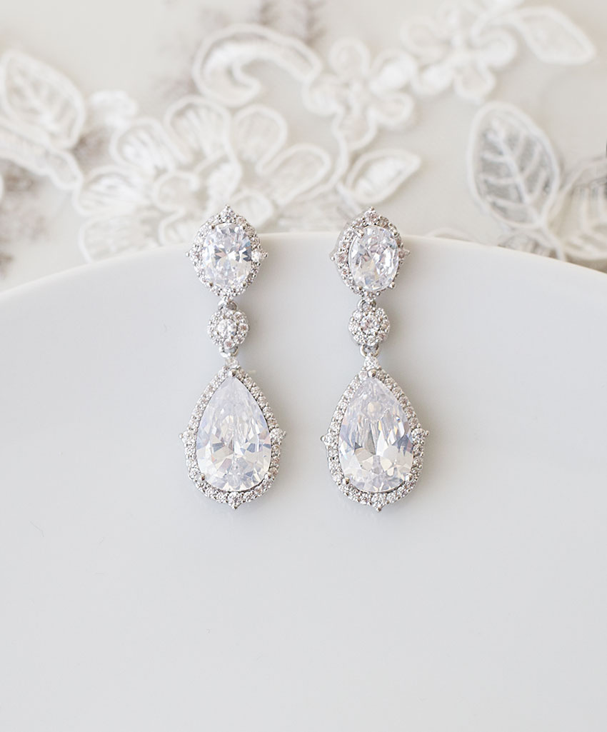 Boucles d’oreilles mariage diamantées élégantes cristal Zircone « Annabelle » – Image 3