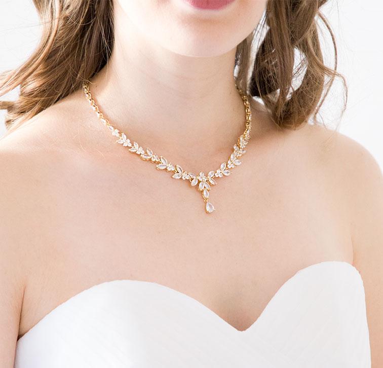 Collier mariage cristal, bijou argenté élégant chic « Allison » – Image 4