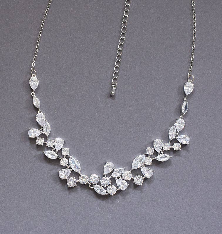Collier mariage original diamanté, cristal Oxyde de zirconium « Ariel » – Image 2