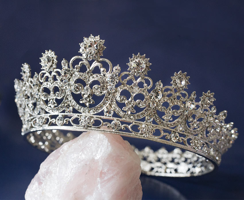 Couronne princesse mariage, bijoux royal cristal « Annabelle » – Image 3