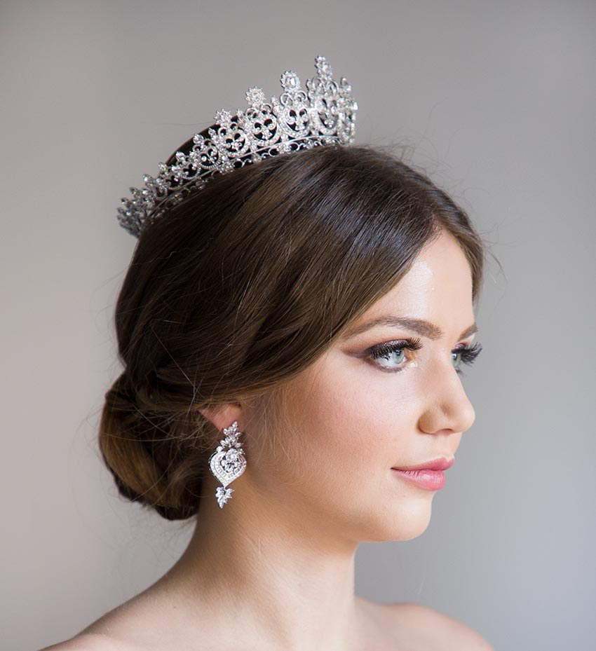 Couronne princesse mariage, bijoux royal cristal « Annabelle » – Image 2