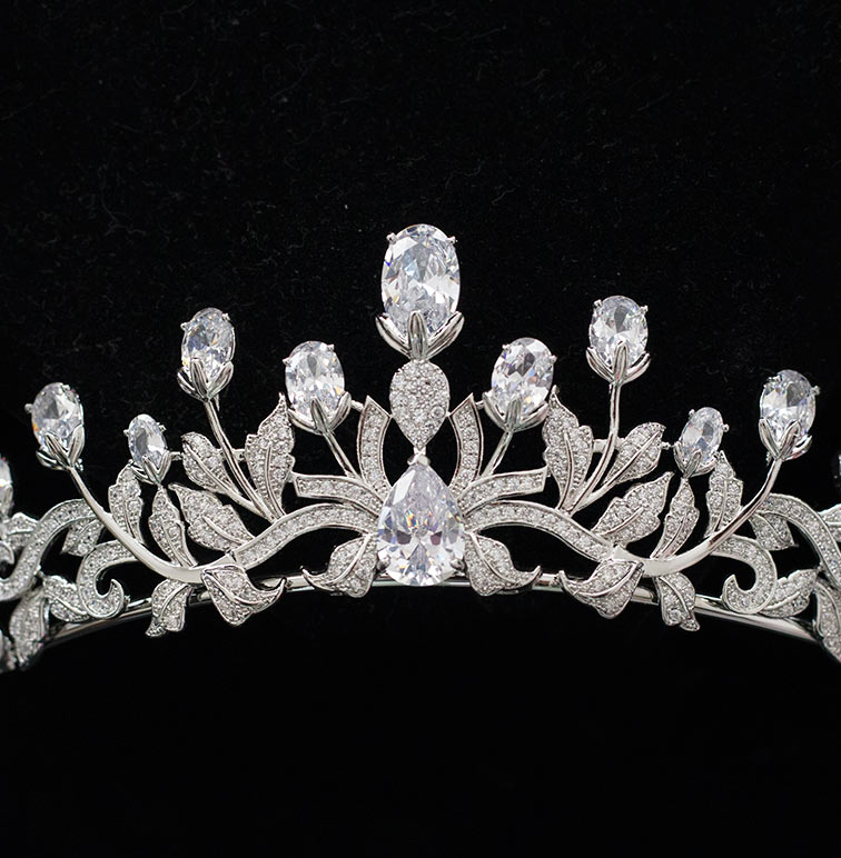 Diadème pour coiffure mariage cristal, tiare princesse « Sabrina » – Image 3