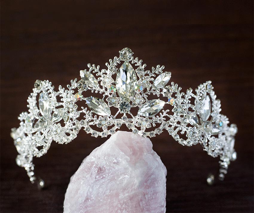 Diadème princesse, tiare mariage en cristal scintillant « Maryline » – Image 2