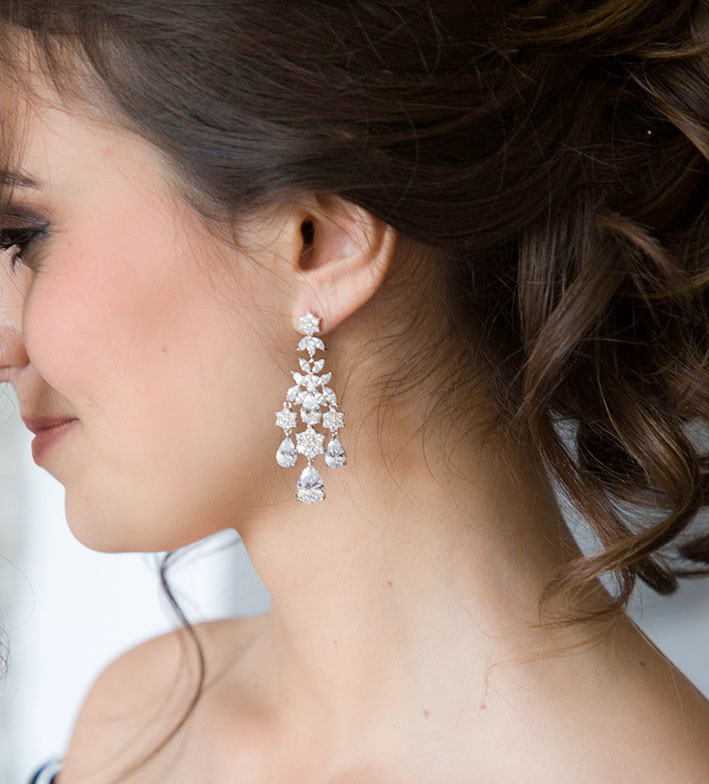 Boucles d’oreilles mariage longues chandelier « Malvina »