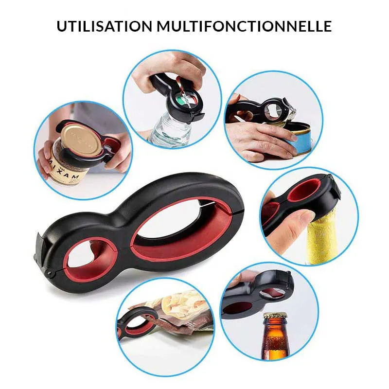 Ouvre bouteille multifonctionnel rotatif 6 en 1 – Image 2