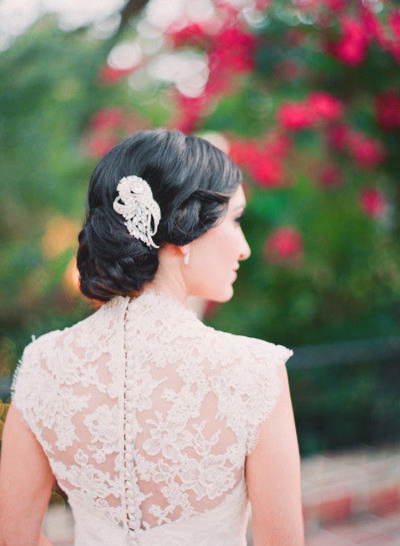 Peigne coiffure mariage, bijoux de cheveux cristal « Dorothée » – Image 3