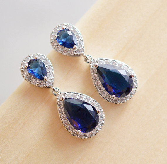 Boucles d’oreilles mariage vert émeraude en forme de goutte d’eau « Jana » – Image 3