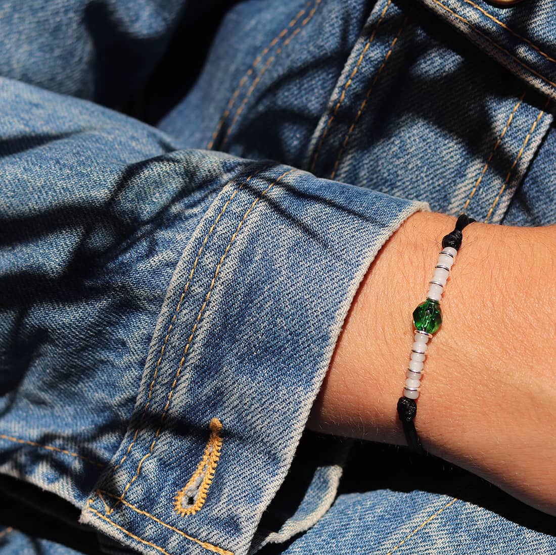 Bracelet perles amitié espoir cristal vert – Image 2
