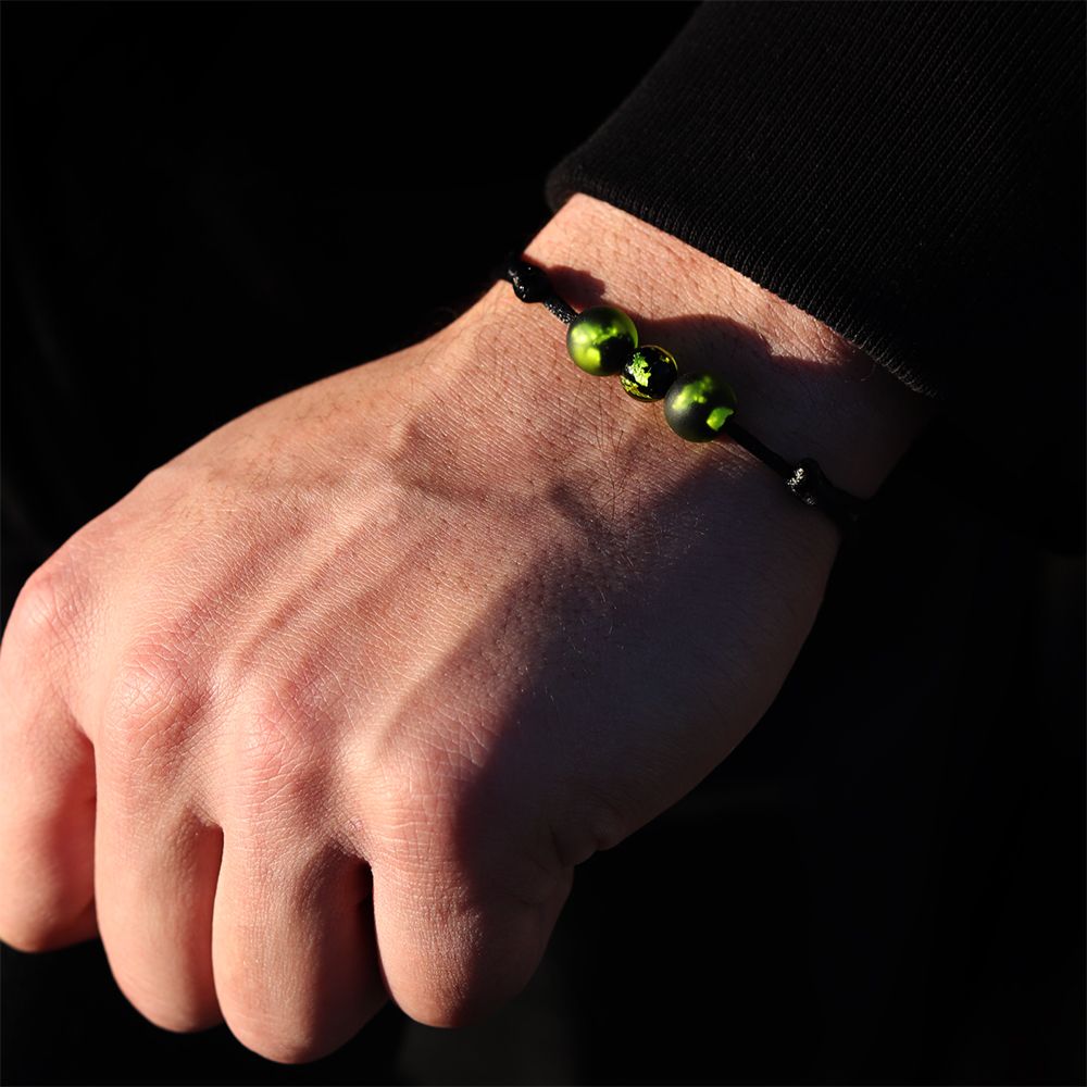 Bracelet perles vert prairie cordon – Image 2