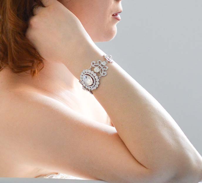 Bracelet de mariage rétro vintage cristal strass « Yolanda » – Image 2