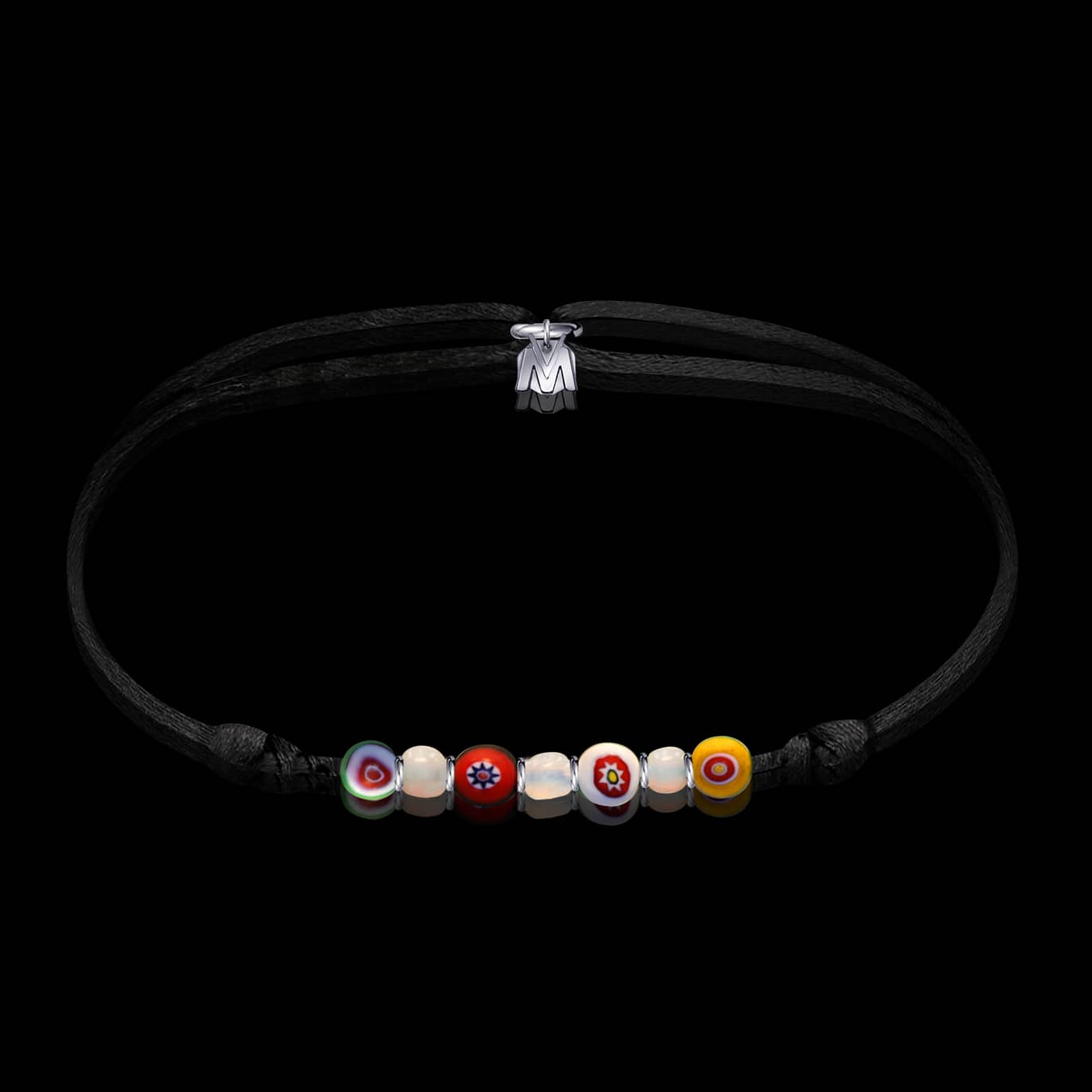 Bracelet perles Bouquet fleuri de Murano cordon