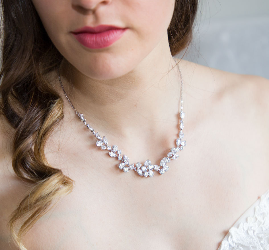 Collier mariage original diamanté, cristal Oxyde de zirconium « Ariel » – Image 4