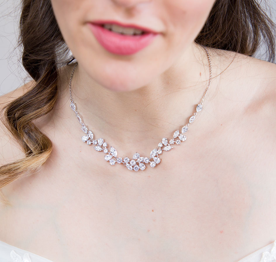 Collier mariage original diamanté, cristal Oxyde de zirconium « Ariel » – Image 3