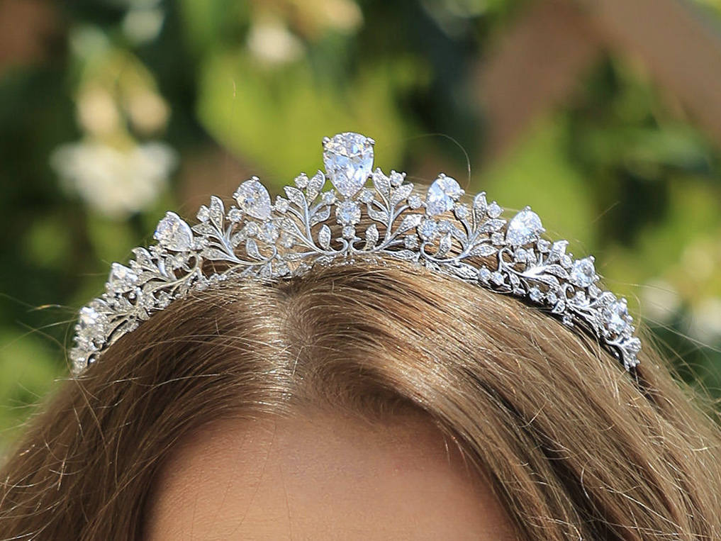 Diadème serre-tête mariage champêtre garni de diamants « Pauline »