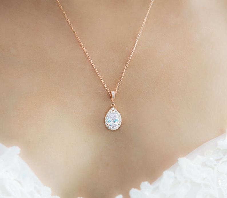 Parure bijoux mariage rose gold cristal zircon « Margot » – Image 2
